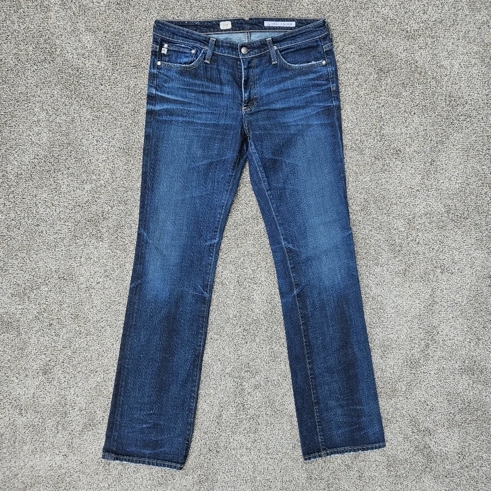 AG Adriano Goldschmied The Kiss Slim Straight Jeans Medium Wash Low Rise Sz 30R